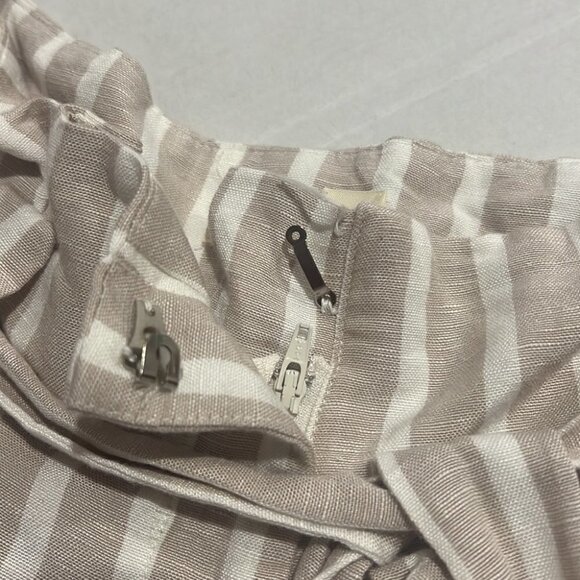 L’AGENCE Samira Linen Cropped Wide legs Paperbag Pants in Bisque and Ivory sz 8 - Picture 13 of 16